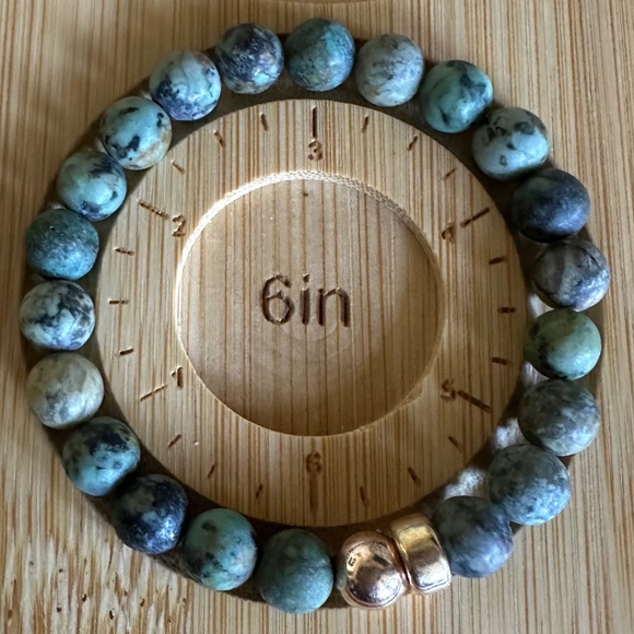 8mm Matte African Jasper Stretch Bracelet w/ 14k Gold & Rose Gold Filled Spacers - Picture 6 of 6